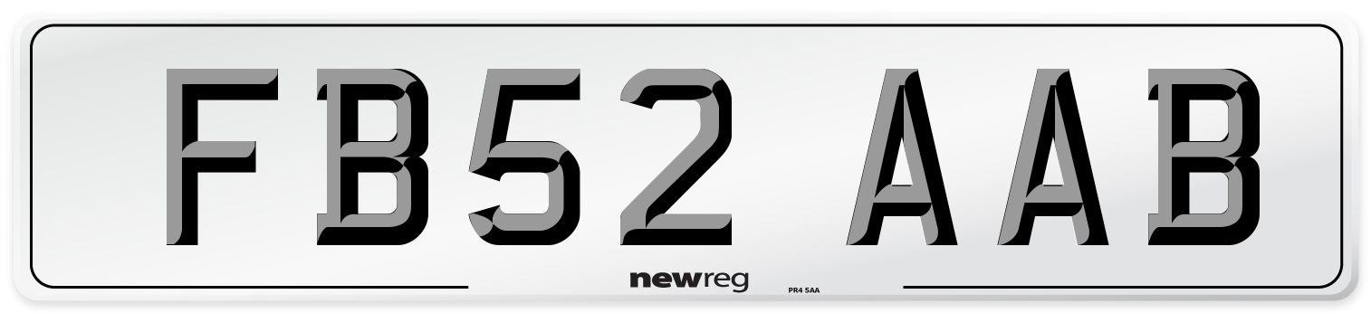 FB52 AAB Number Plate from New Reg
